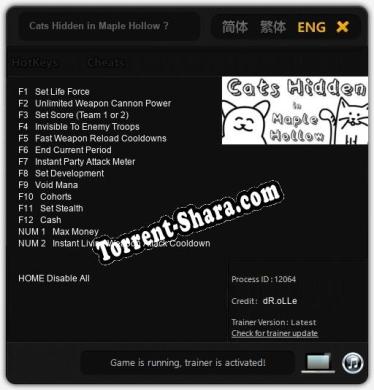 Трейнер для Cats Hidden in Maple Hollow ? [v1.0.8]