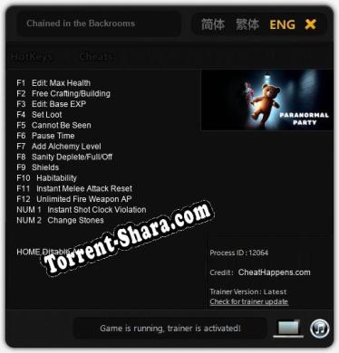 Трейнер для Chained in the Backrooms [v1.0.7]