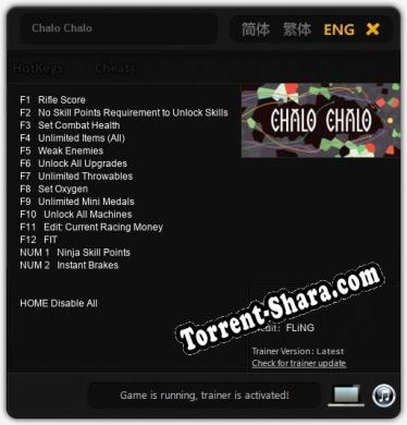 Трейнер для Chalo Chalo [v1.0.9]