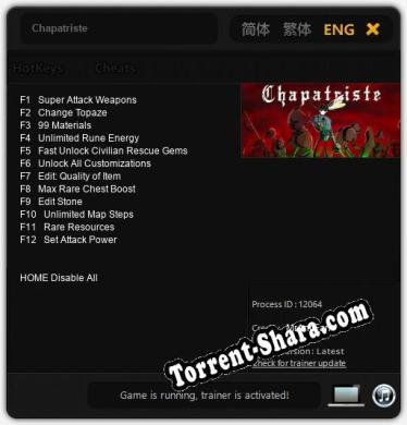 Chapatriste: ТРЕЙНЕР И ЧИТЫ (V1.0.52)