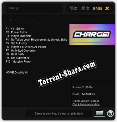 Charge: Трейнер +10 [v1.4]