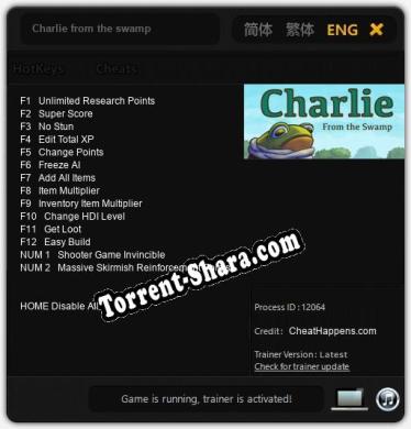 Charlie from the swamp: Трейнер +14 [v1.2]