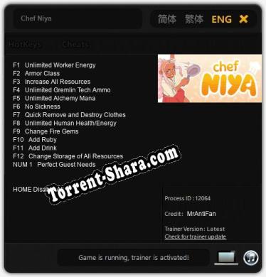 Трейнер для Chef Niya [v1.0.5]