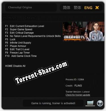 Трейнер для Chernobyl Origins [v1.0.8]