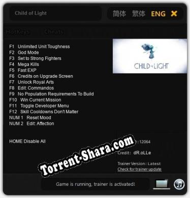 Child of Light: ТРЕЙНЕР И ЧИТЫ (V1.0.86)