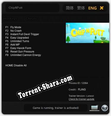 Трейнер для ChipNPutt [v1.0.8]