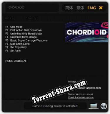 Трейнер для CHORDIOID [v1.0.6]