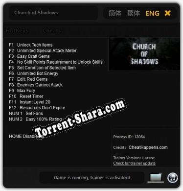 Трейнер для Church of Shadows [v1.0.8]