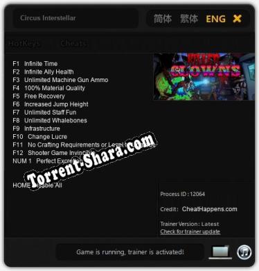 Circus Interstellar: Трейнер +13 [v1.6]