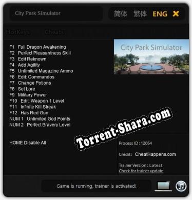 Трейнер для City Park Simulator [v1.0.8]
