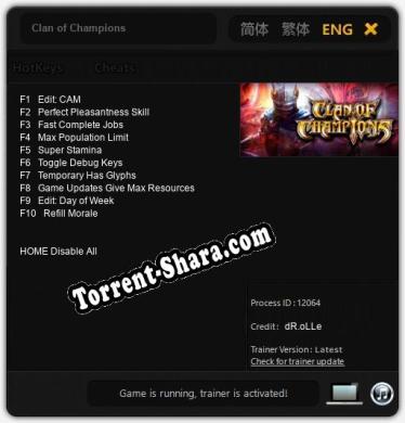 Трейнер для Clan of Champions [v1.0.2]