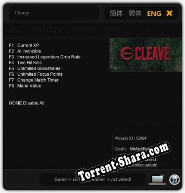 Cleave: Трейнер +8 [v1.7]