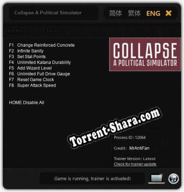 Collapse A Political Simulator: Трейнер +8 [v1.1]