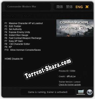 Commander Modern War: ТРЕЙНЕР И ЧИТЫ (V1.0.59)