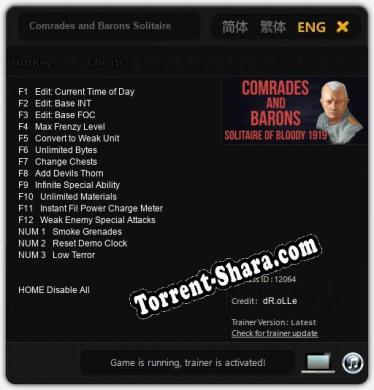 Comrades and Barons Solitaire of Bloody 1919: ТРЕЙНЕР И ЧИТЫ (V1.0.81)