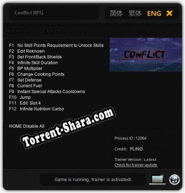 Трейнер для Conflict RPG [v1.0.5]