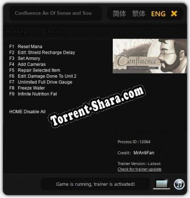 Трейнер для Confluence An Of Sense and Soul Soliloquy [v1.0.7]