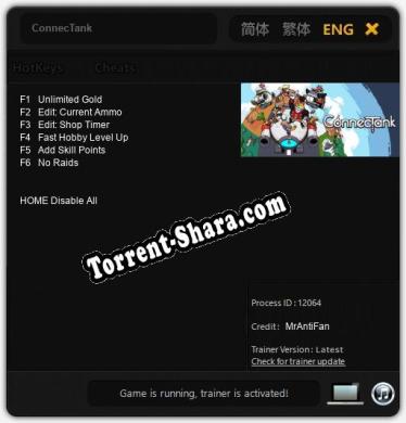 Трейнер для ConnecTank [v1.0.8]