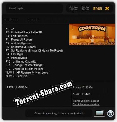 Трейнер для Cooktopia [v1.0.1]