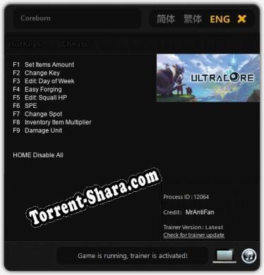 Coreborn: ТРЕЙНЕР И ЧИТЫ (V1.0.2)