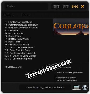 Corlero: Читы, Трейнер +14 [CheatHappens.com]