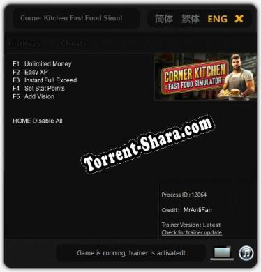 Corner Kitchen Fast Food Simulator: Трейнер +5 [v1.6]