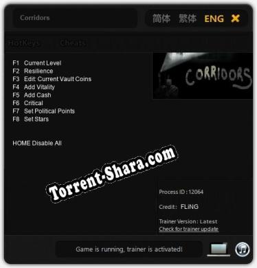 Corridors: Читы, Трейнер +8 [FLiNG]