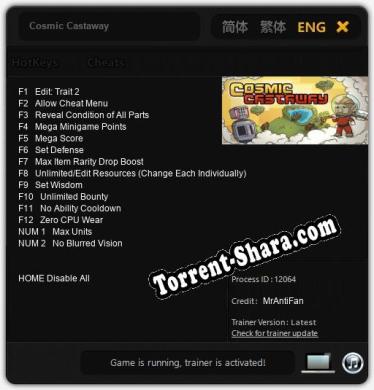 Cosmic Castaway: ТРЕЙНЕР И ЧИТЫ (V1.0.42)