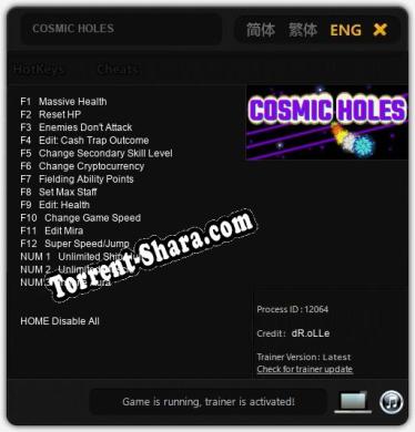 COSMIC HOLES: Трейнер +15 [v1.2]