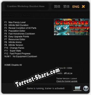 Crankies Workshop Bozzbot Assembly: Трейнер +13 [v1.2]