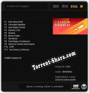 Трейнер для Cranks and Goggles [v1.0.3]