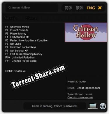 Crimson Hollow: ТРЕЙНЕР И ЧИТЫ (V1.0.87)