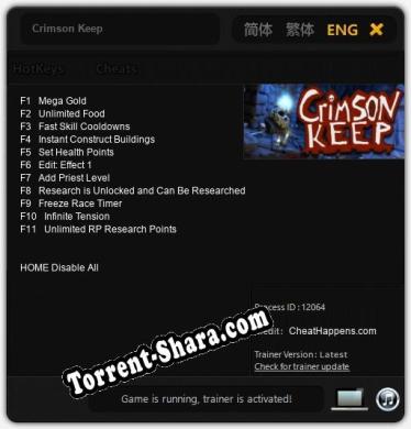 Crimson Keep: ТРЕЙНЕР И ЧИТЫ (V1.0.94)