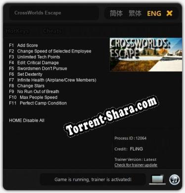 Трейнер для CrossWorlds Escape [v1.0.5]