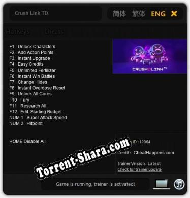 Трейнер для Crush Link TD [v1.0.4]