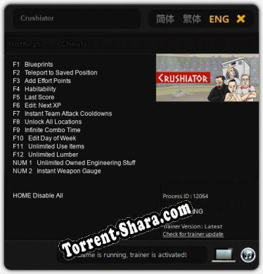 Трейнер для Crushiator [v1.0.5]