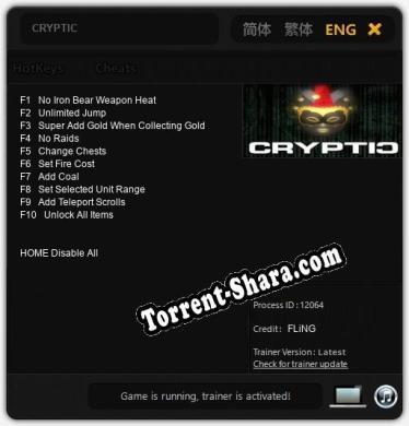 CRYPTIC: ТРЕЙНЕР И ЧИТЫ (V1.0.90)