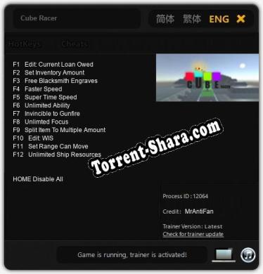 Cube Racer: ТРЕЙНЕР И ЧИТЫ (V1.0.13)
