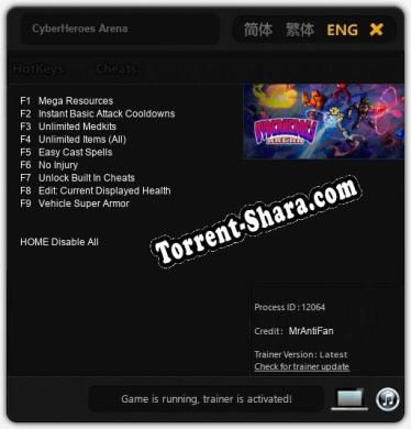 Трейнер для CyberHeroes Arena [v1.0.3]