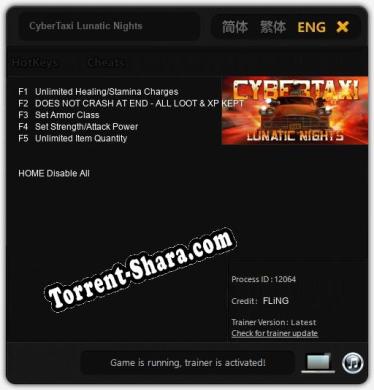 CyberTaxi Lunatic Nights: Трейнер +5 [v1.2]