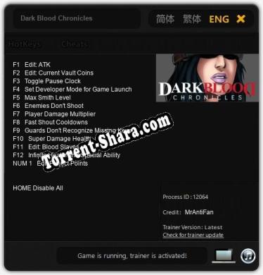 Трейнер для Dark Blood Chronicles [v1.0.6]