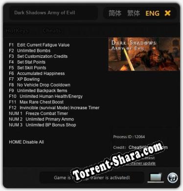 Dark Shadows Army of Evil: Трейнер +15 [v1.6]