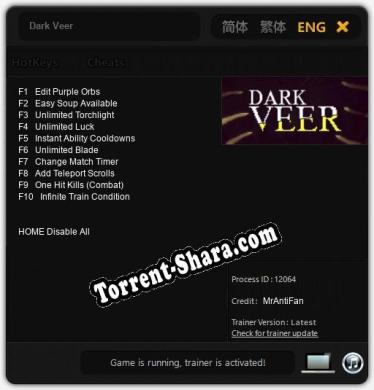 Трейнер для Dark Veer [v1.0.8]