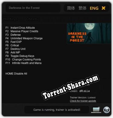 Darkness in the Forest: ТРЕЙНЕР И ЧИТЫ (V1.0.69)