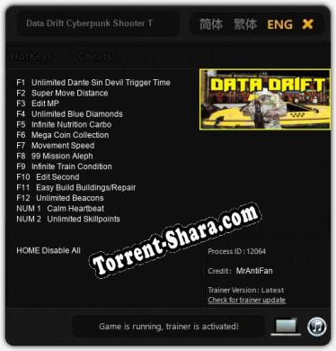 Трейнер для Data Drift Cyberpunk Shooter Top Down indie action [v1.0.6]