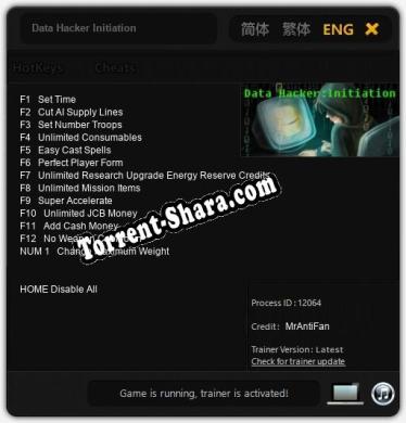 Data Hacker Initiation: Читы, Трейнер +13 [MrAntiFan]