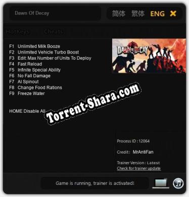Трейнер для Dawn Of Decay [v1.0.9]