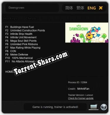 Dawngrown: ТРЕЙНЕР И ЧИТЫ (V1.0.7)