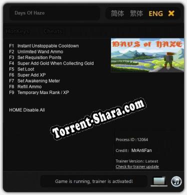 Days Of Haze: ТРЕЙНЕР И ЧИТЫ (V1.0.67)