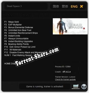 Dead Space 3: Трейнер +13 [v1.2]